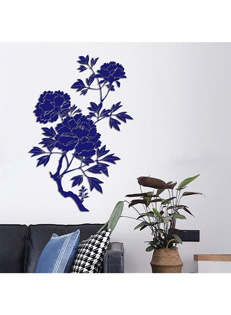 Flowers Design Wall Sticker White/Blue