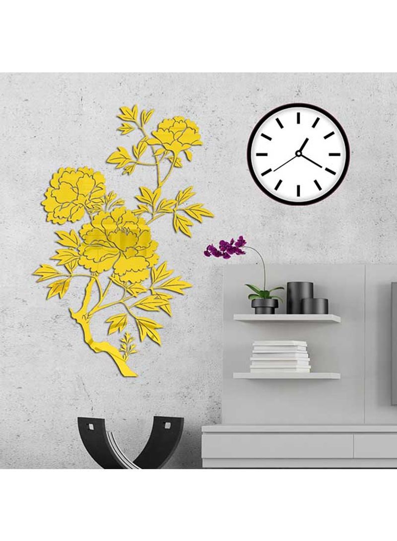 Sweet Coloured Flowers Design Wall Mirror Sticker Yellow