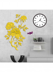Sweet Coloured Flowers Design Wall Mirror Sticker Yellow