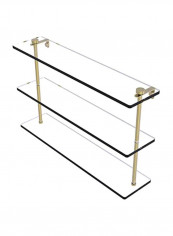 Wall Mounted Three Tiered Glass Shelf Gold/Clear 22inch