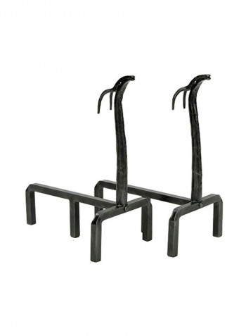 2-Piece Deer Wrought Iron Fireplace Andiron Set Black