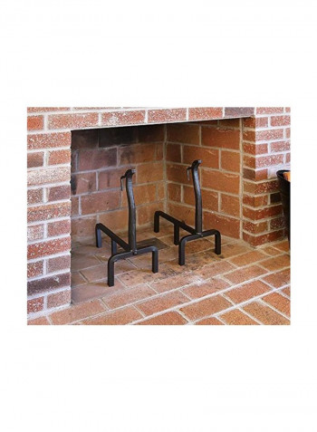 2-Piece Deer Wrought Iron Fireplace Andiron Set Black