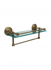Wall Mounted Towel Bar With Shelf Gold/Clear 16inch