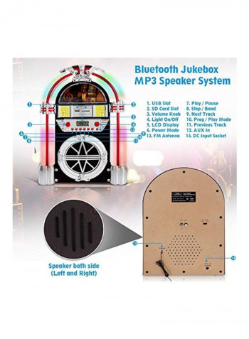 Bluetooth Jukebox MP3 Speaker Player B00WTQDVKE White/Black