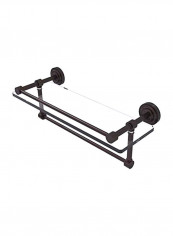 Brass Towel Bar With Glass Shelf Antique Bronze/Clear 16inch