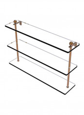 Triple Tiered Glass Shelf Gold/Clear 22inch