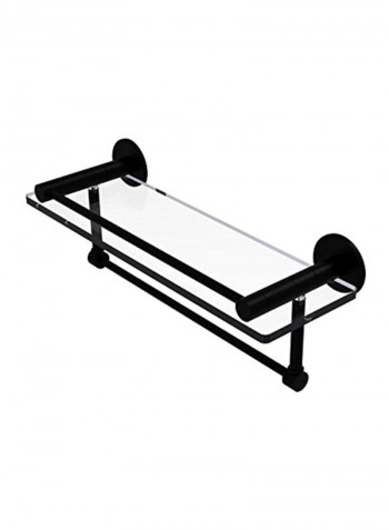 Fresno Collection Vanity Rail And Integrated Towel Bar Glass Shelf Clear/Black 16inch