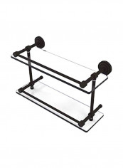 Dottingham Double Gallery Rail Glass Shelf Black/Clear 16inch