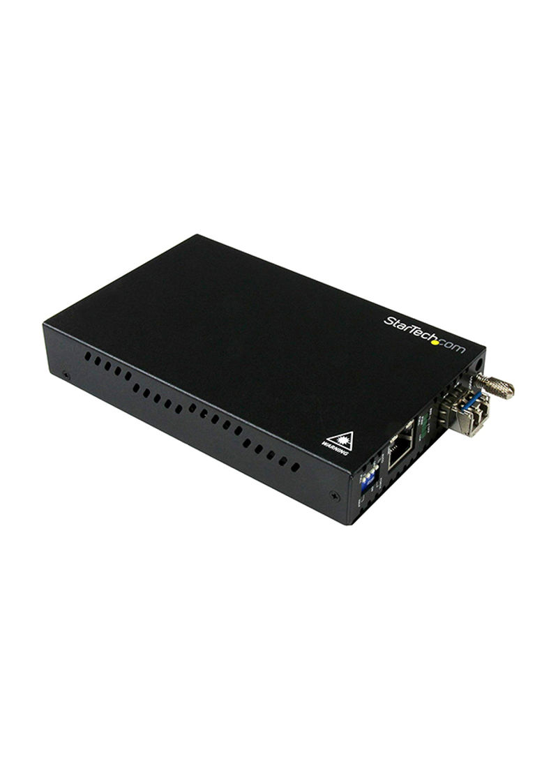 Gigabit Ethernet Copper To Fiber Media Converter Black