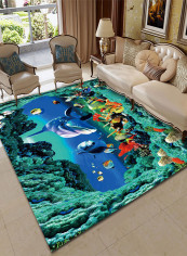 3D Sea World Pattern Living Room Carpet Multicolour 200x300centimeter