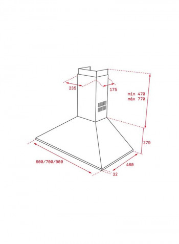 Dbb 90 Hp Wall-Mounted Pyramid-Shaped Extractor Hood 40460472 Silver