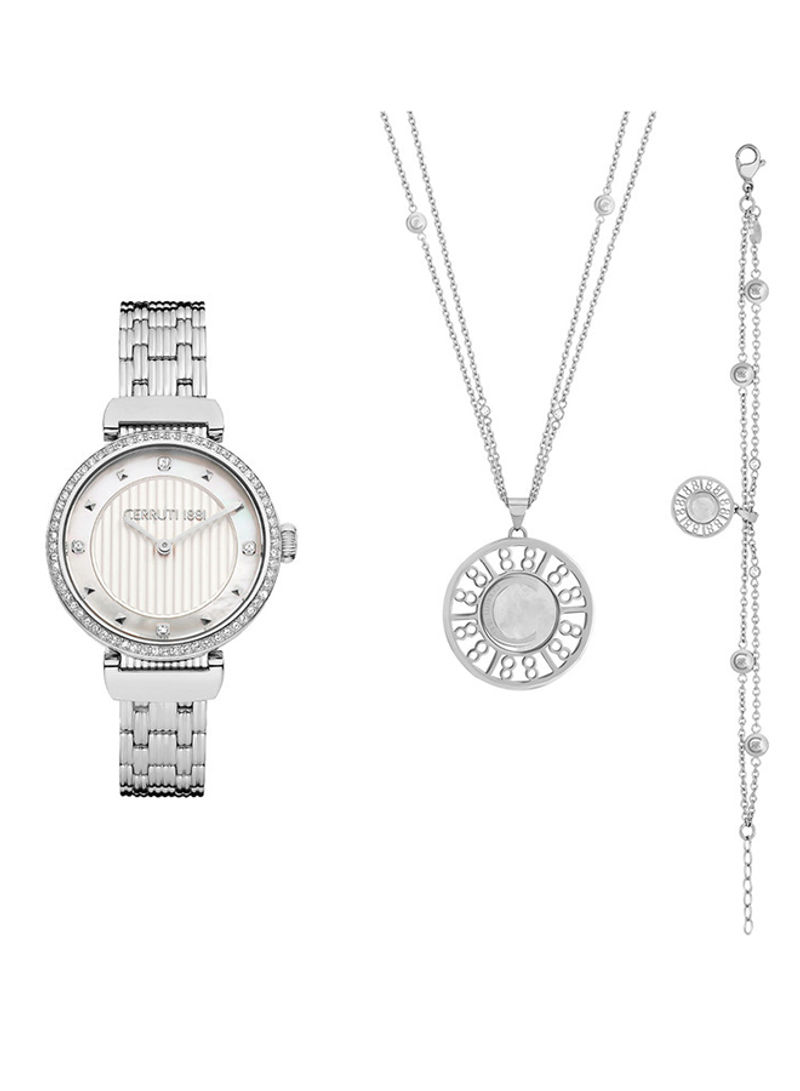 Watch With Necklace and Bracelet Set Multicolour