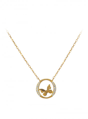 18 Karat Gold Sapphire Butterfly Necklace