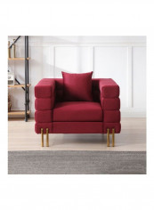 Judith Single Seater Velvet Sofa Red/Gold 101x97x75cm