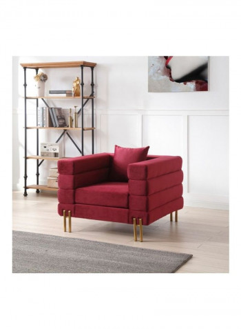Judith Single Seater Velvet Sofa Red/Gold 101x97x75cm