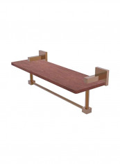 Montero Collection Wooden Shelf With Towel Bar Brown/Gold 16inch