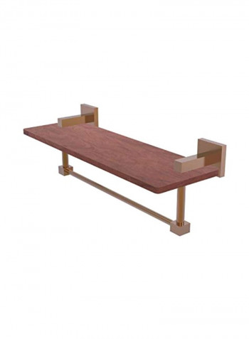 Montero Collection Wooden Shelf With Towel Bar Brown/Gold 16inch
