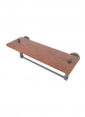 Waverly Place Collection Towel Bar Wood Shelf Matte Grey/Brown 16inch