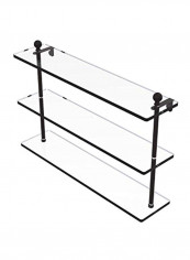 Mambo Collection Triple Tiered Glass Shelf Clear/Black 22inch