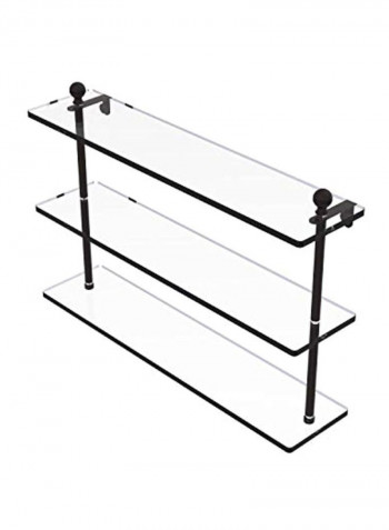 Mambo Collection Triple Tiered Glass Shelf Clear/Black 22inch