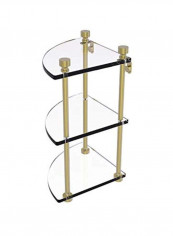 Foxtrot Collection Three Tier Corner Glass Shelf Gold/Clear 8x8x15inch