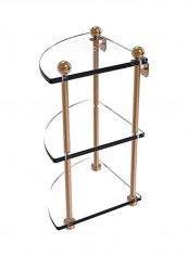 3-Tier Corner Glass Shelf Gold/Clear 8x8x15inch