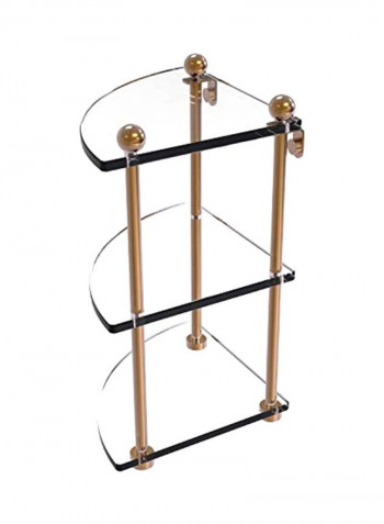3-Tier Corner Glass Shelf Gold/Clear 8x8x15inch