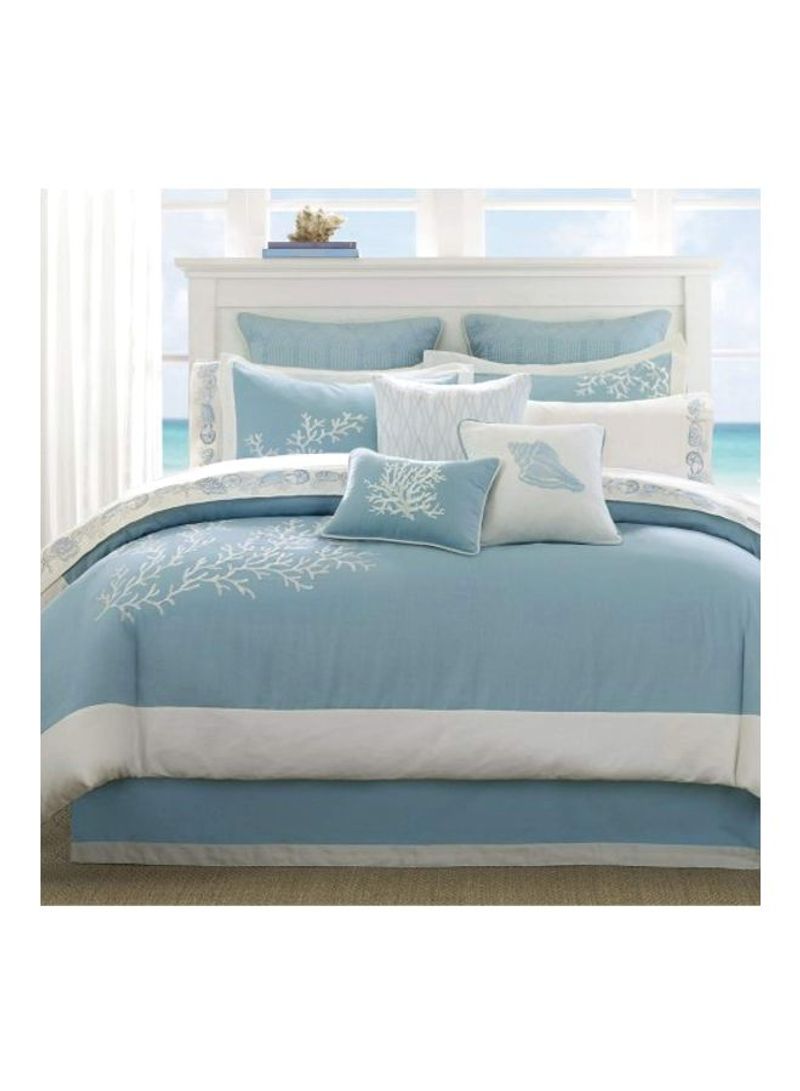 4-Piece Comforter Set Blue/White Queen