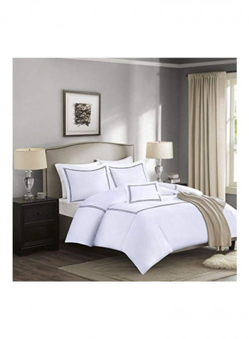 4-Piece Duvet Cover Set White/Black Full/Queen