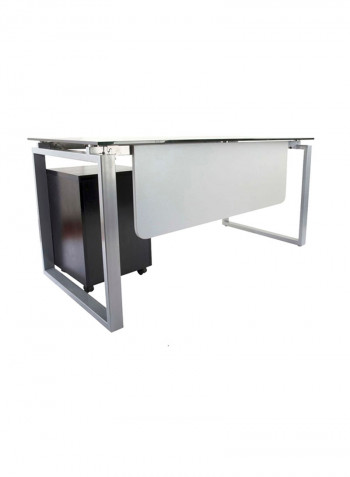 Workstation Desk With Drawers Black/Grey 140x75x75centimeter