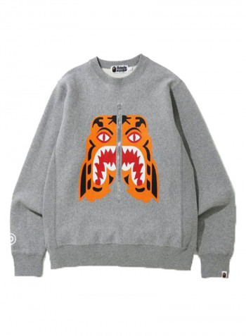 Tiger Heavy Weight Crewneck Sweatshirt Grey