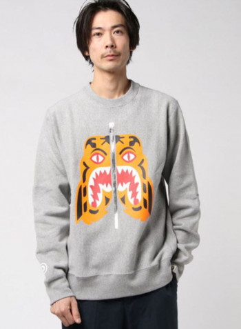 Tiger Heavy Weight Crewneck Sweatshirt Grey