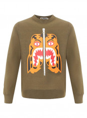 Tiger Heavy Weight Crewneck Sweatshirt Olive Green