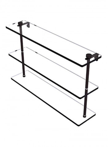 Triple Tiered Glass Shelf Clear/Black 22inch