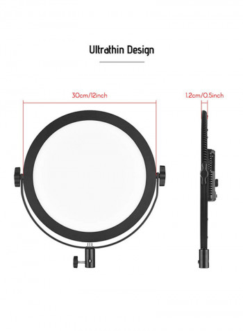 Ultra Thin Round LED Video Light SO-30T 12x0.5inch White