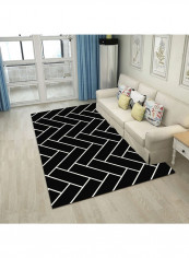 Geometry Living Room Carpet Black 180x280centimeter