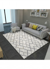 Geometry Living Room Carpet Grey/White 180x280centimeter