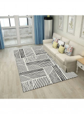 Geometry Living Room Carpet Grey/White 180x280centimeter