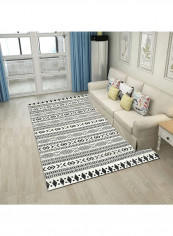 Geometry Living Room Carpet White/Black 180x280centimeter