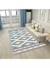 Geometry Pattern Living Room Carpet Grey/White 180x280centimeter