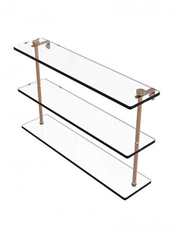 Triple Tiered Glass Shelf Clear/Beige 22inch