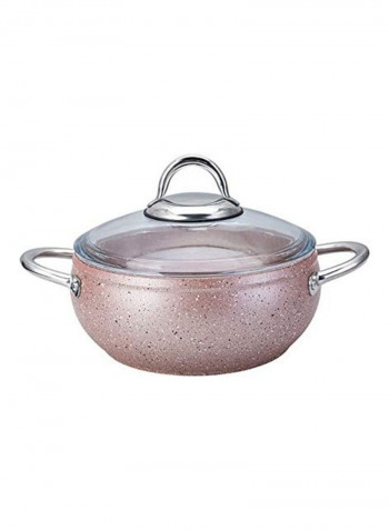 7-Piece Cookware Set Rose Gold/Clear Pot - 18 cm, 22 cm, 26 cm, Pan - 26cm