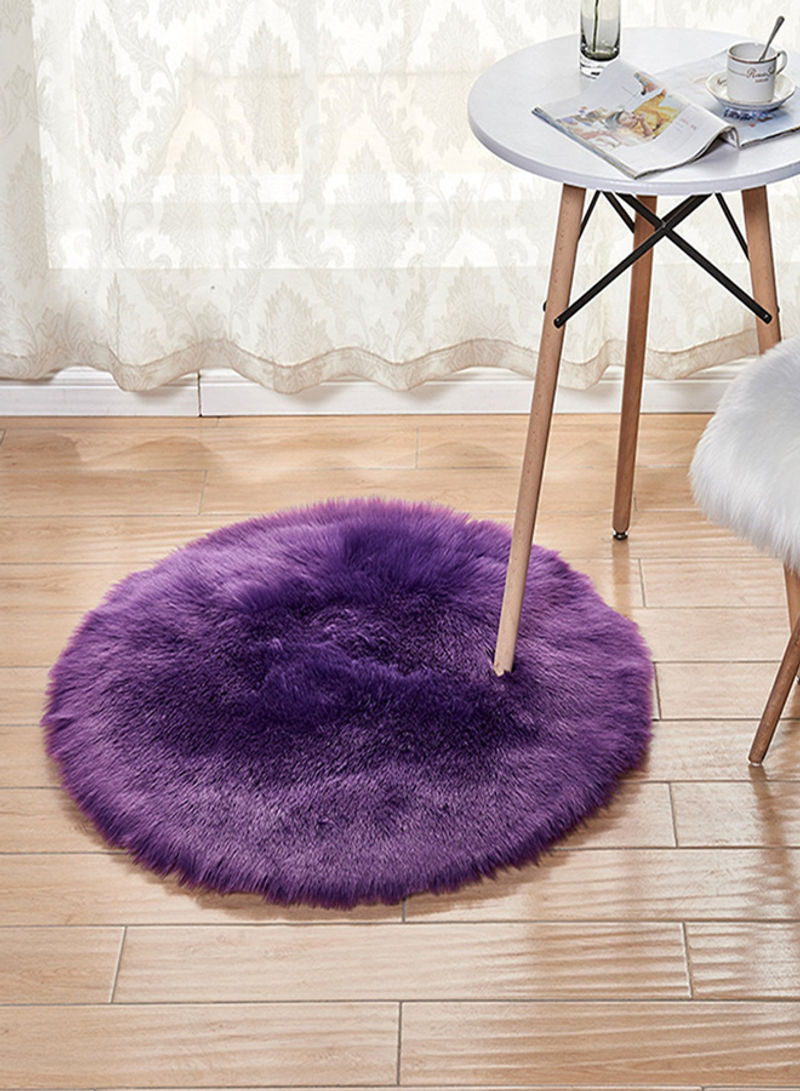 1-Piece Home Mat Round Shape Solid Color Fluffy Design Comfortable Mat Purple XL