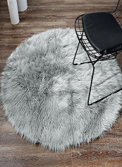 Round Shape Area Rug Grey 180centimeter
