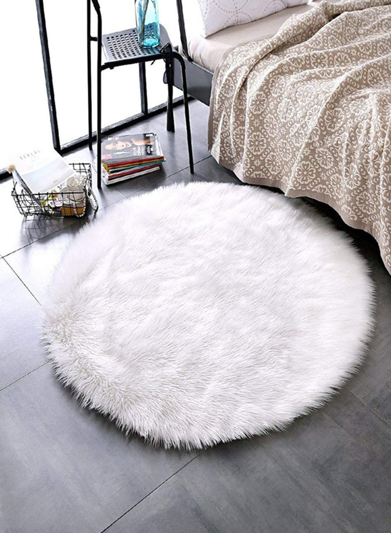 Round Shape Fluffy Design Comfortable Mat White XL