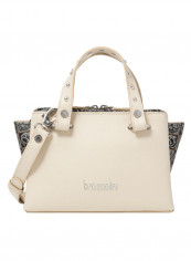 Asia Round Rivet Detail Shoulder Bag Beige/Black/Grey