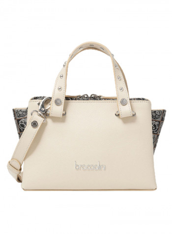 Asia Round Rivet Detail Shoulder Bag Beige/Black/Grey