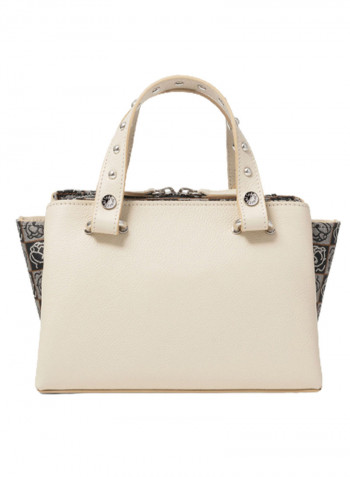 Asia Round Rivet Detail Shoulder Bag Beige/Black/Grey