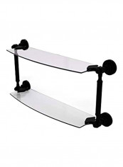 Dottingham Collection Two Tiered Glass Shelf Matte Black/Clear 18inch