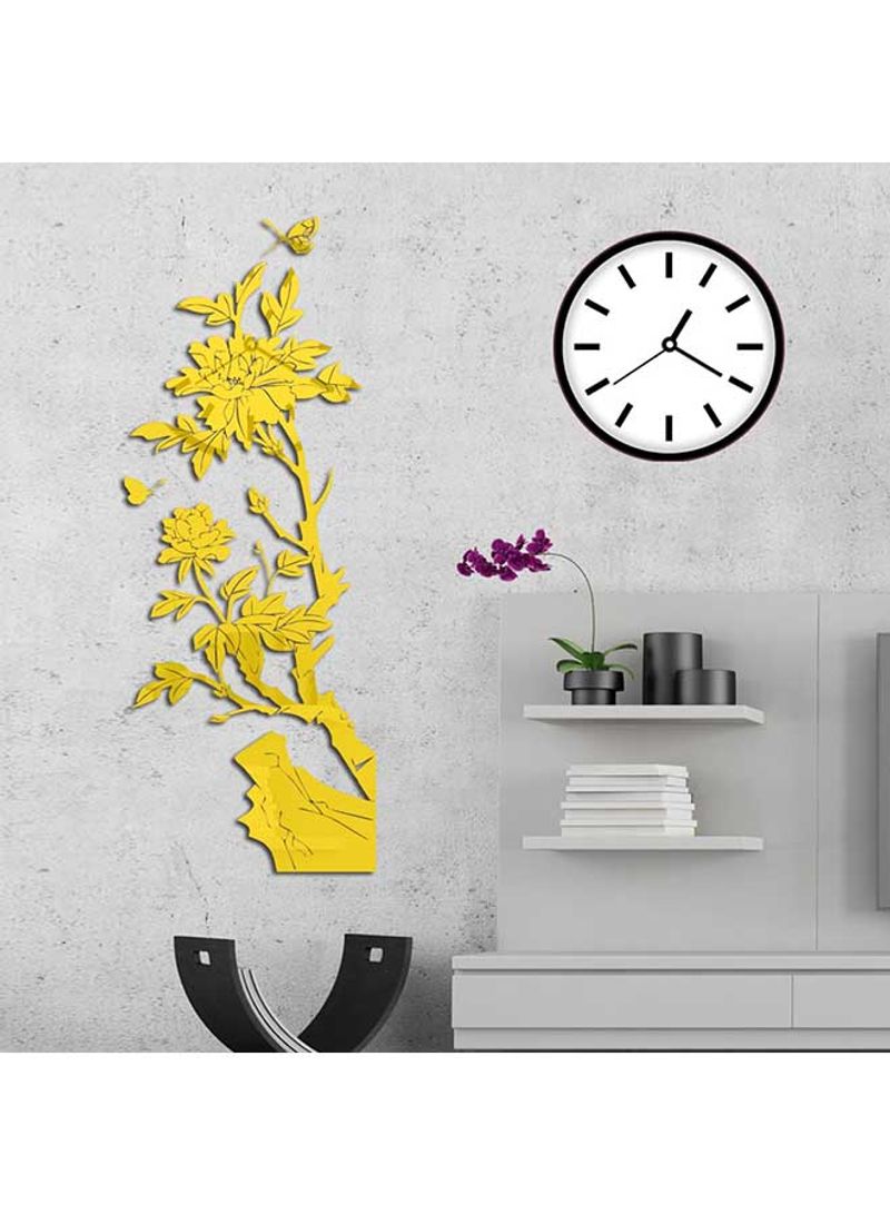 1 Piece Acrylic Wall Sticker- Fresh Plant Design Gold